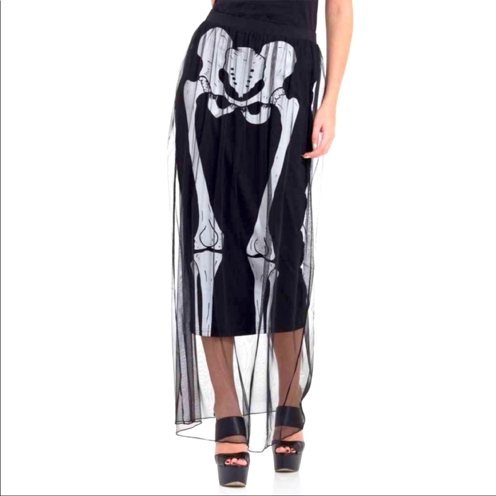 Skeleton bone pencil skirt by Jawbreaker. Super rare sold out gothic mesh skirt.